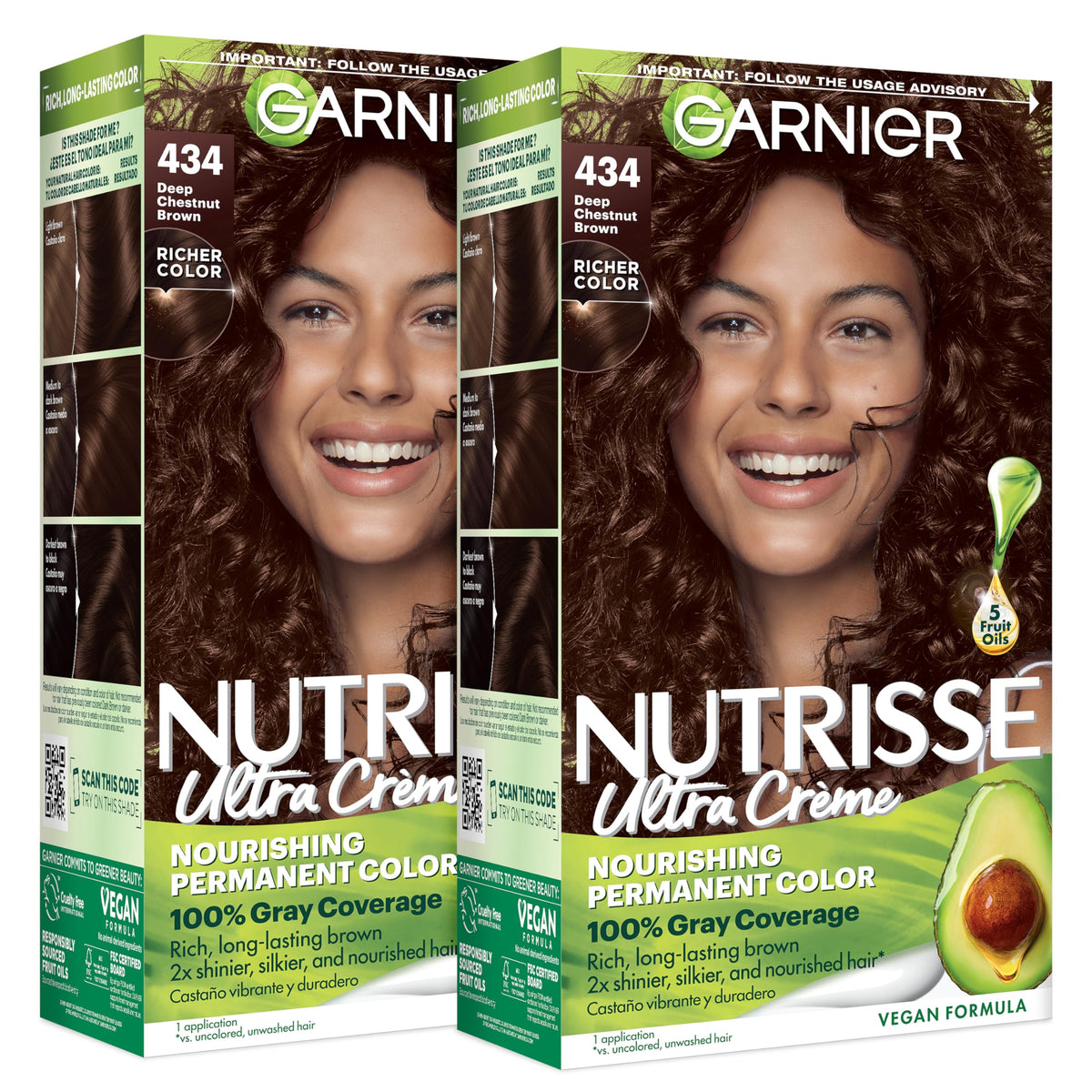 Garnier Nutrisse Ultra Crème Hair Color 434 Deep Chestnut Brown packaging front view