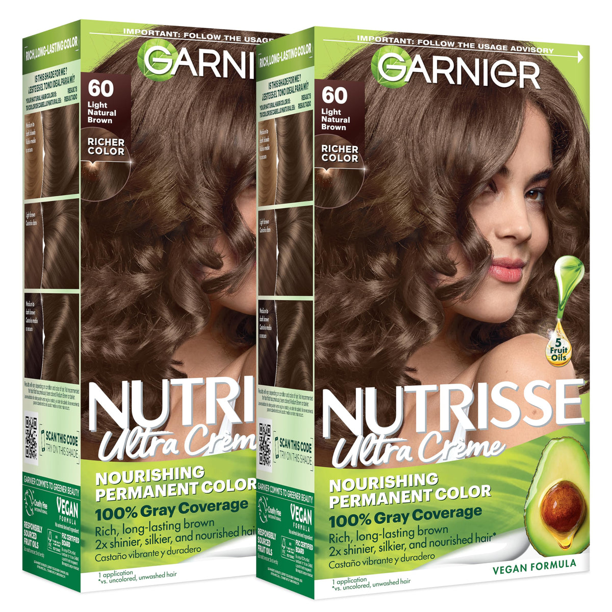 Garnier Nutrisse Ultra Crème Hair Color 60 Light Natural Brown front view