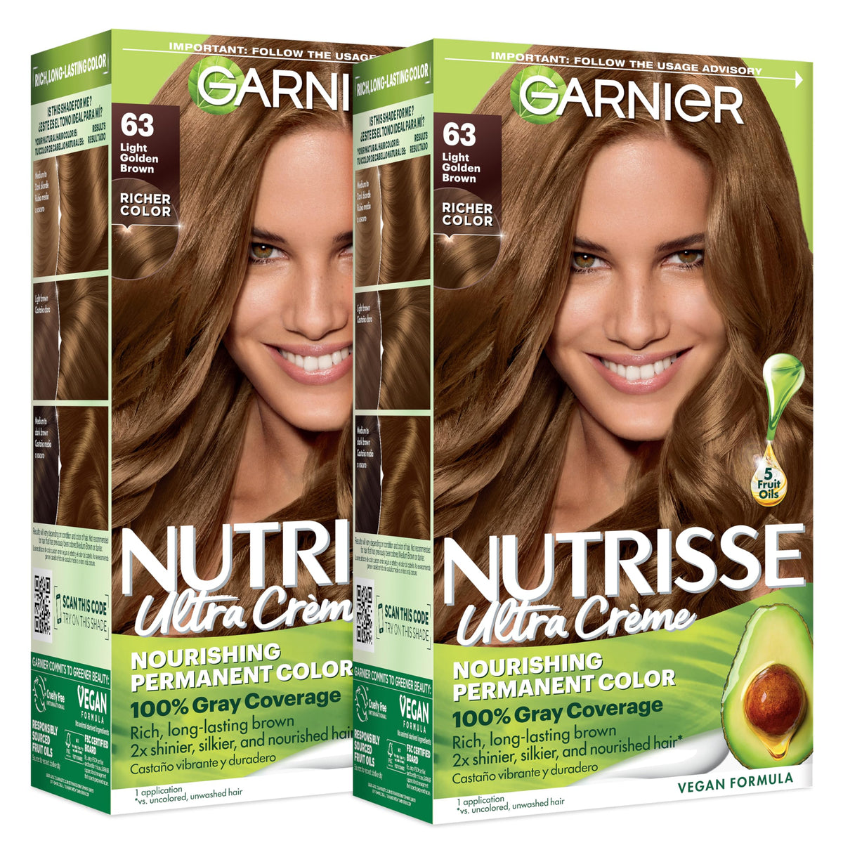 Garnier Nutrisse Ultra Crème Hair Color 63 Light Golden Brown packaging front view