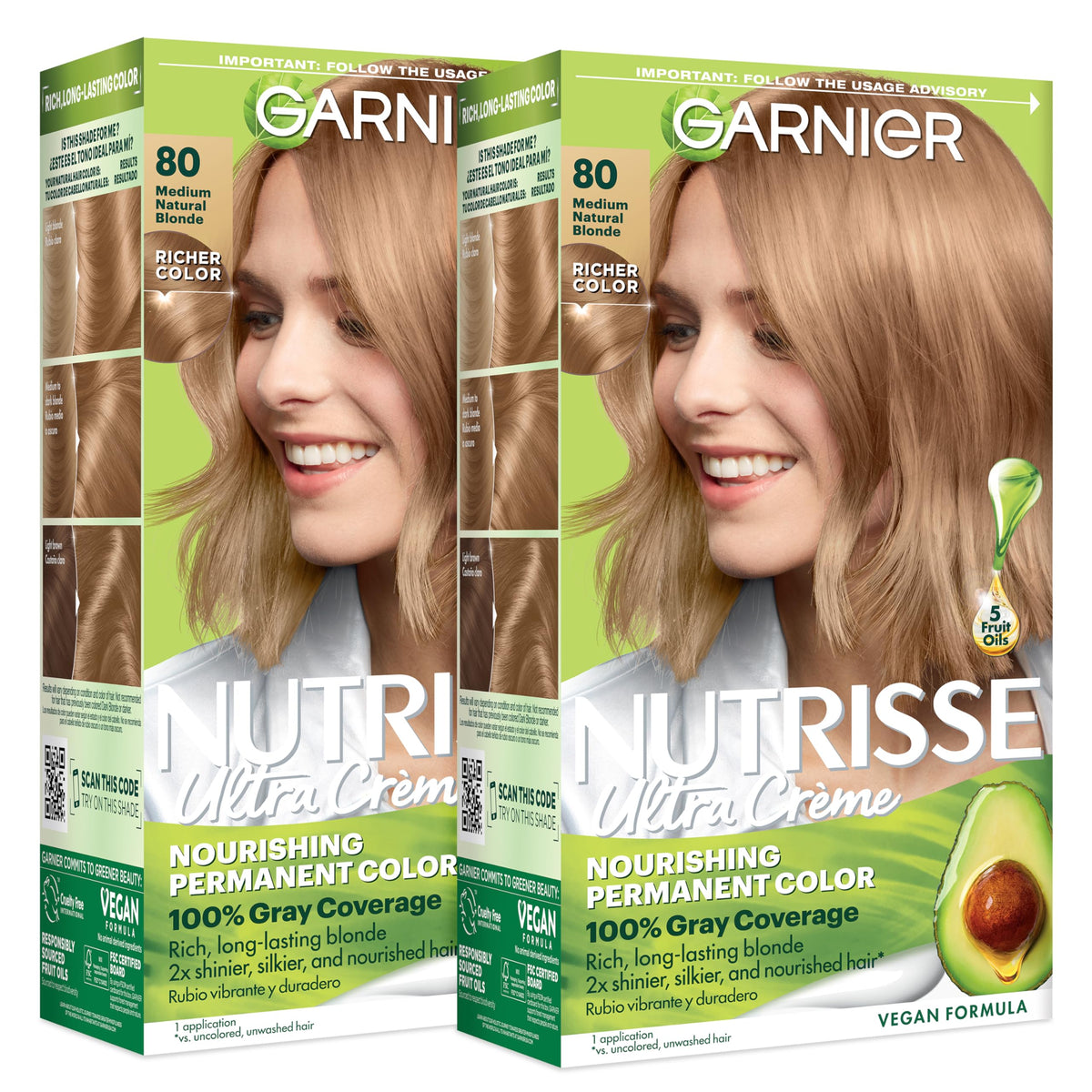 Garnier Nutrisse Ultra Crème Hair Color 80 Medium Natural Blonde front view