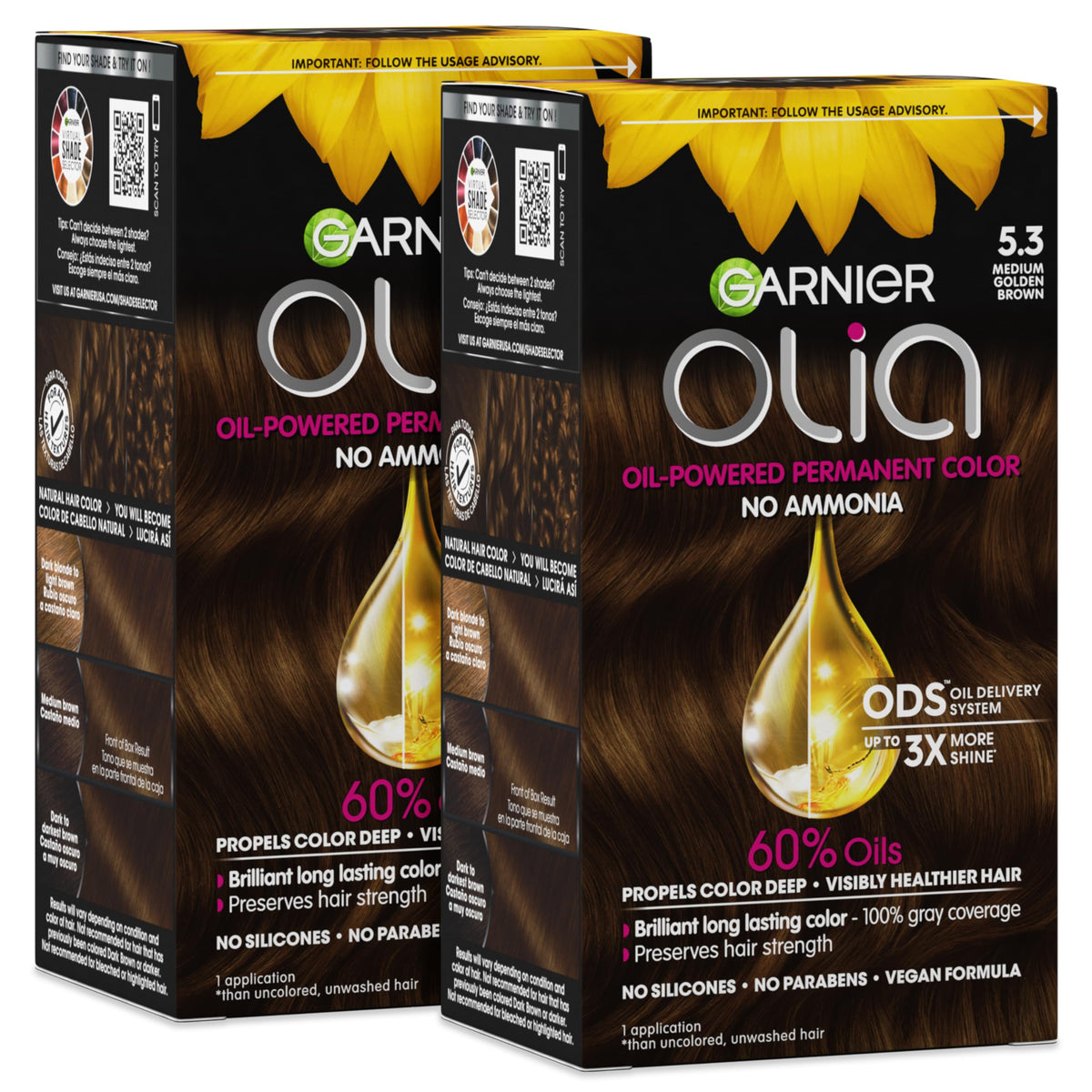 Garnier Olia 5.3 Medium Golden Brown hair color box front view