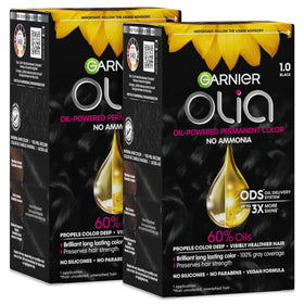 Garnier Olia Hair Color 1.0 Black front view with packaging
