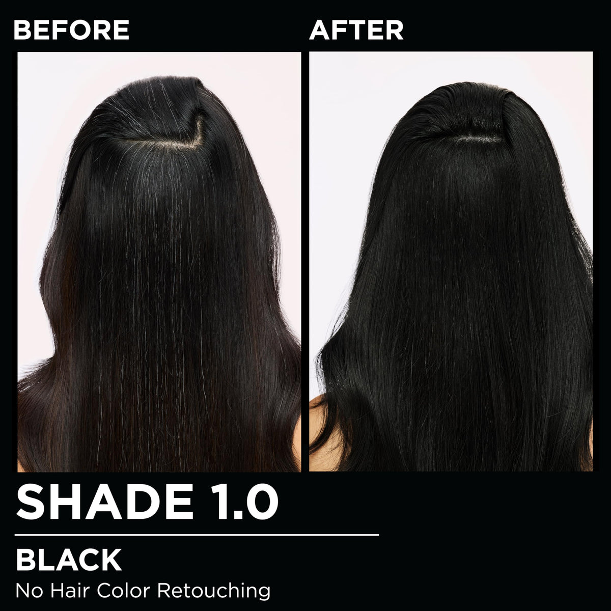 Garnier Olia Hair Color 1.0 Black on hair showing shine