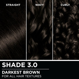 Garnier Olia Hair Color 3.0 Darkest Brown oil blend close-up