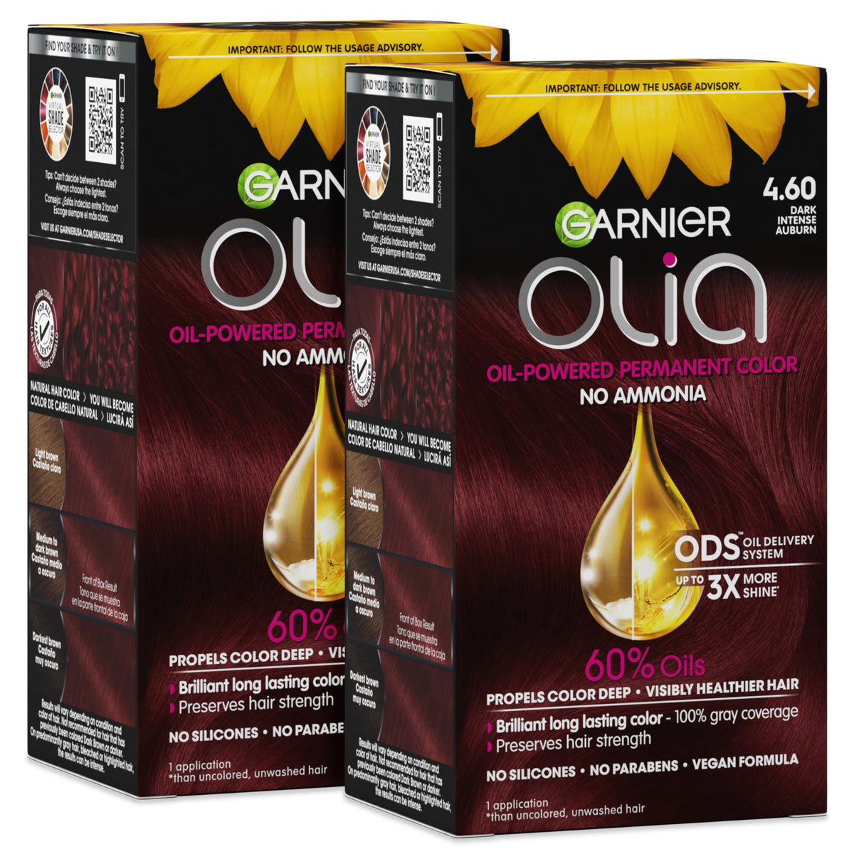 Garnier Olia Hair Color 4.60 Dark Intense Auburn packaging front view