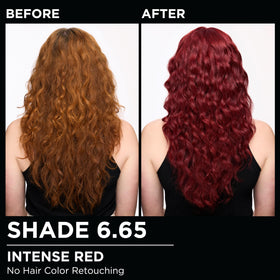 Garnier Olia Hair Color 6.65 Intense Red applied on hair