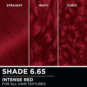 Garnier Olia Hair Color 6.65 Intense Red before and after comparison