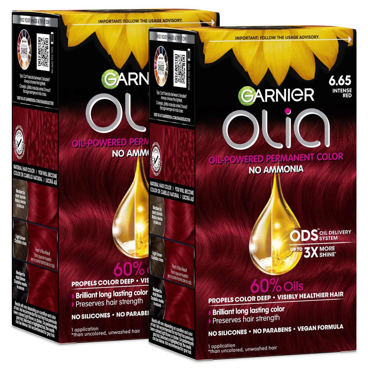 Garnier Olia Hair Color 6.65 Intense Red packaging front view