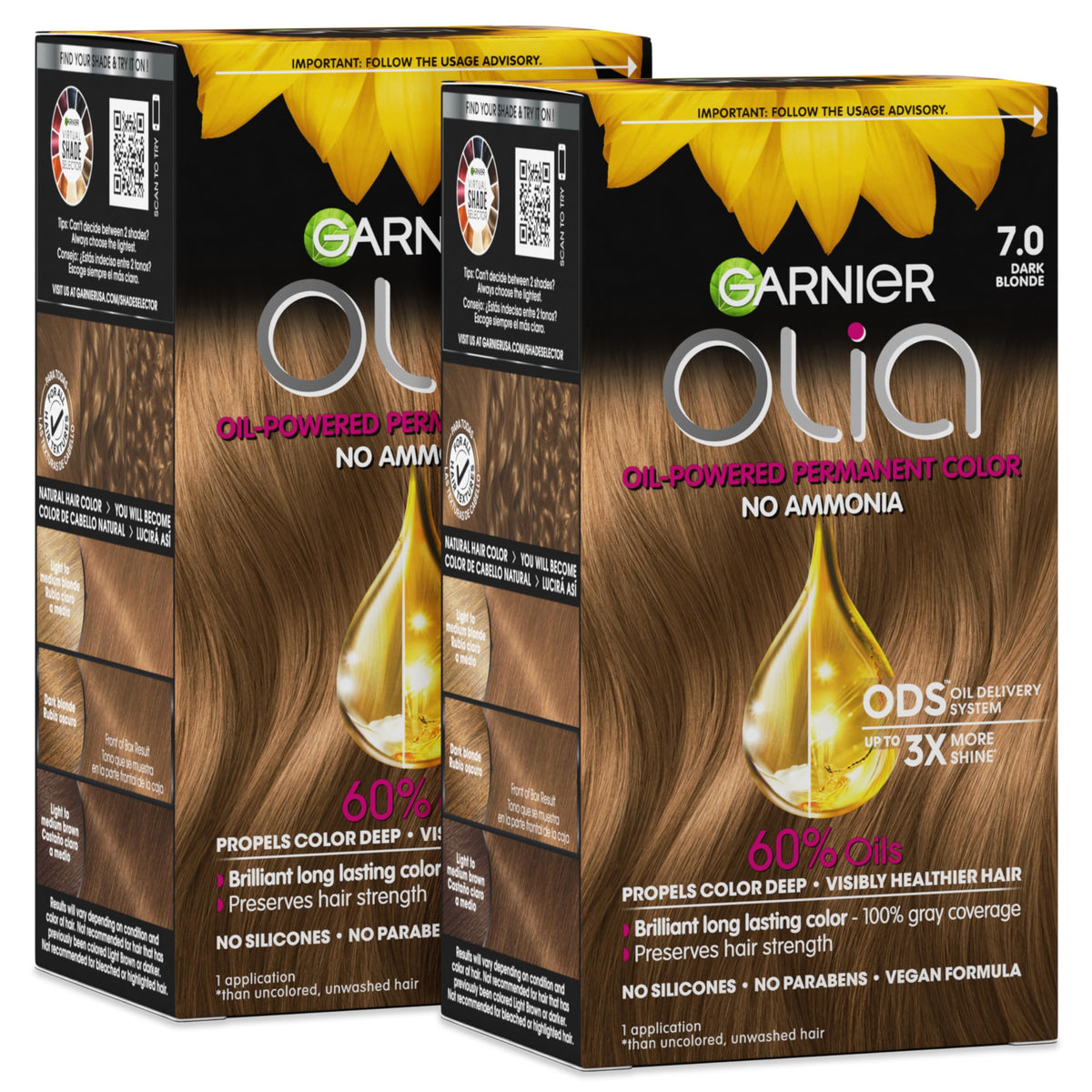 Garnier Olia Hair Color 7.0 Dark Blonde box front view