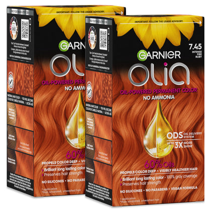 Garnier Olia Hair Color 7.45 Intense Fire Ruby front view