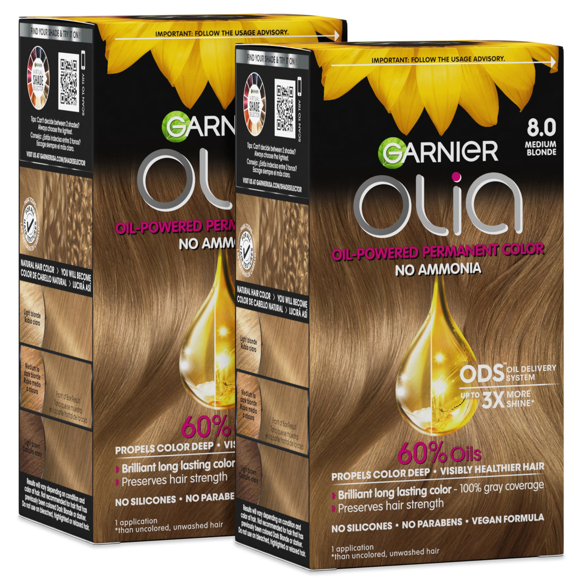 Garnier Olia Hair Color 8.0 Medium Blonde box front view