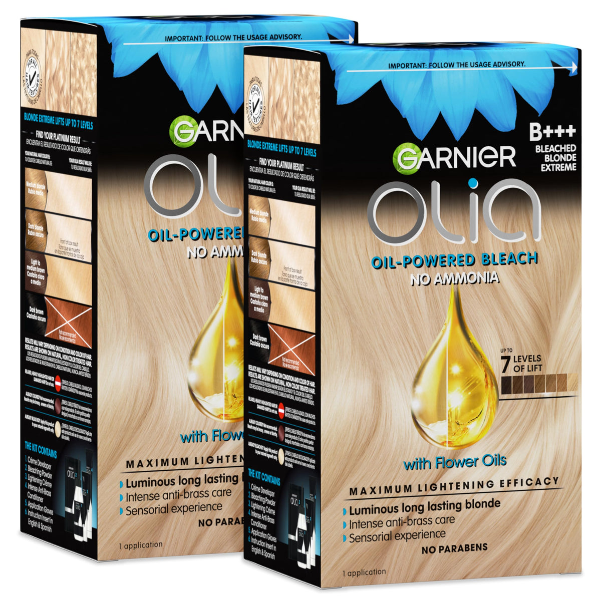 Garnier Olia Hair Color B+++ Bleach Blonde Extreme front view with packaging