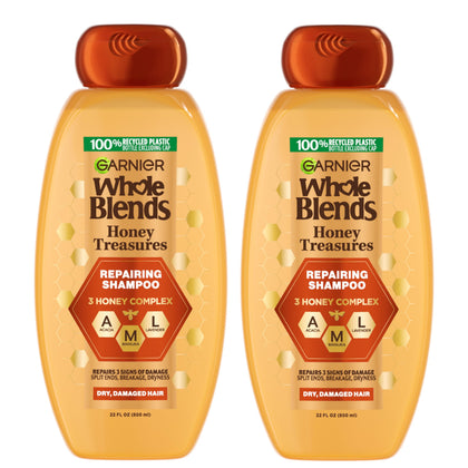 Garnier Whole Blends Honey Treasures Repairing Shampoo front view 22 Fl Oz