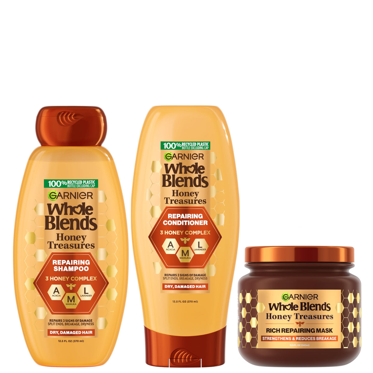 Garnier Whole Blends Honey Treasures Shampoo and Conditioner set front view