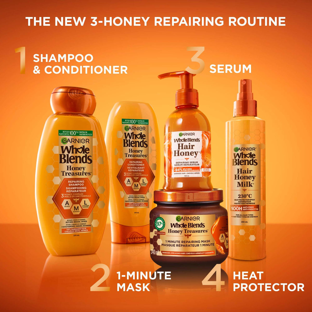 Garnier Whole Blends Repairing Shampoo Honey Treasures with honey and royal jelly