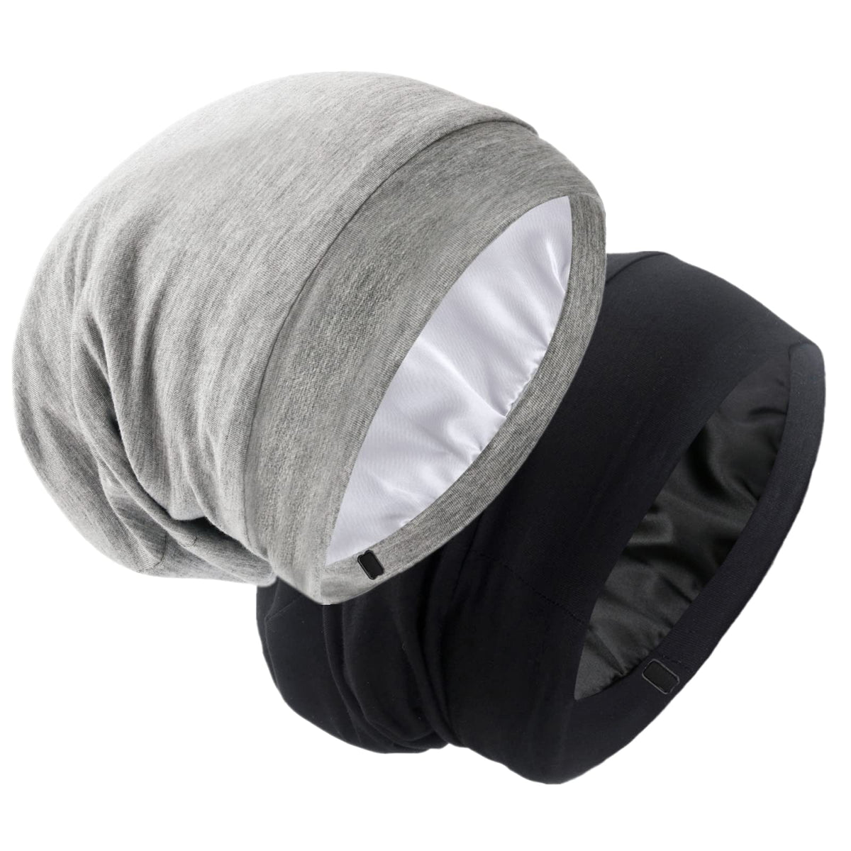 GB Selected Silk Satin Lined Bonnet Sleep Cap front view in black