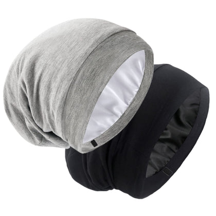 GB Selected Silk Satin Lined Bonnet Sleep Cap front view in black
