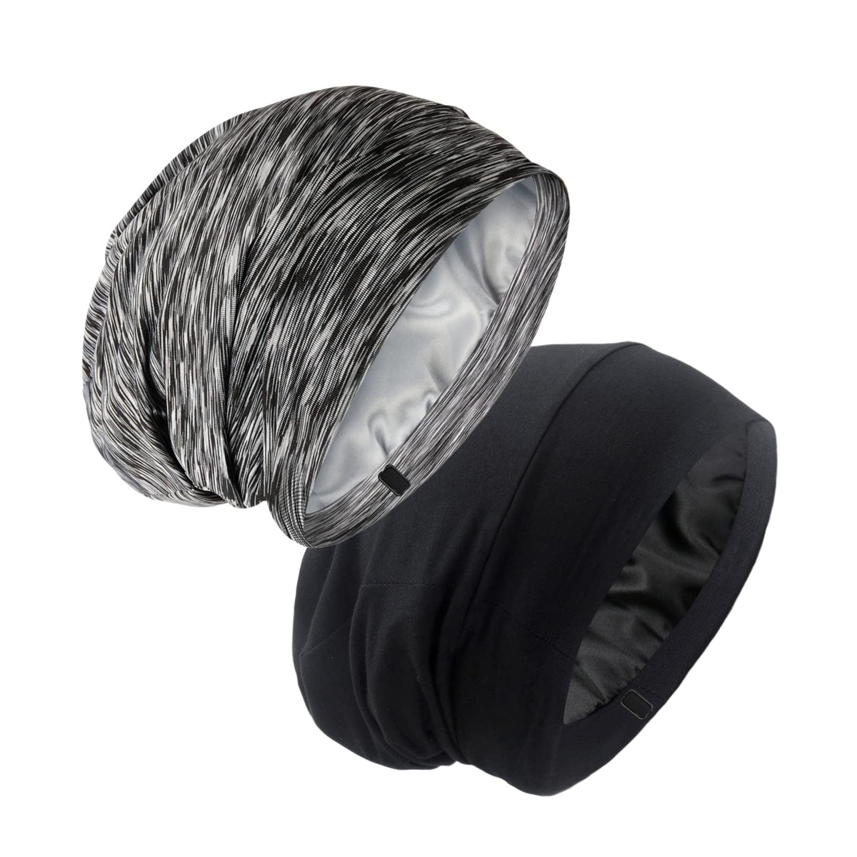 GB Selected Silk Satin Lined Bonnet Sleep Cap front view in black