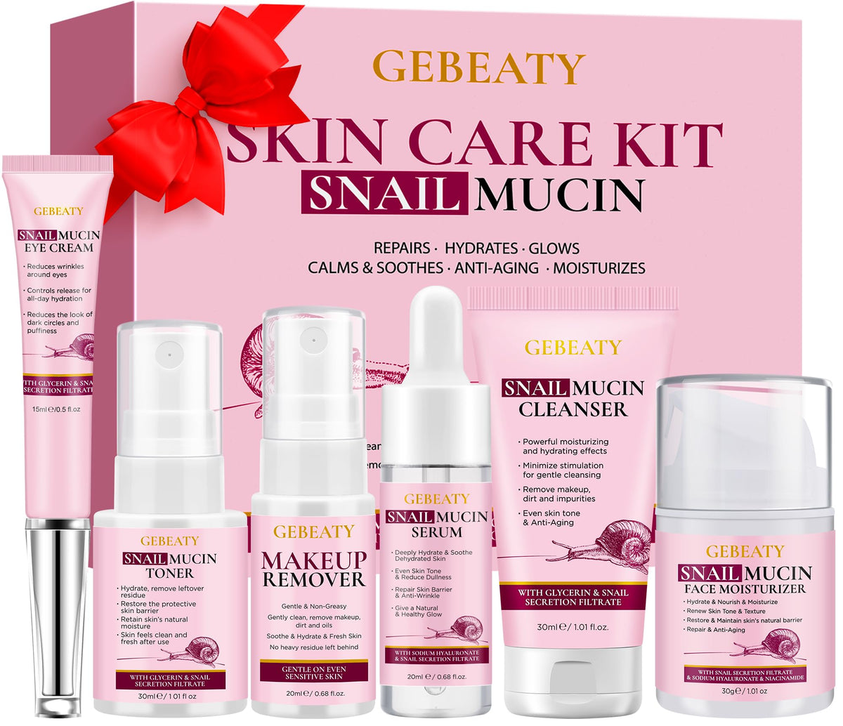 GEBEATY 6-Piece Snail Mucin Skin Care Set front view