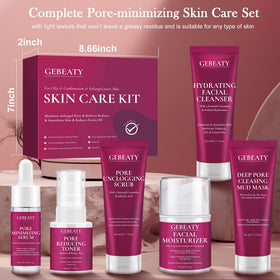 GEBEATY skincare set on a bathroom counter