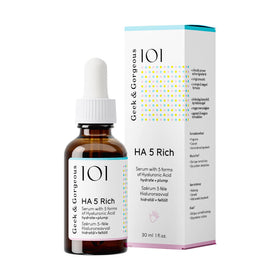 Geek & Gorgeous HA 5 Rich Serum front view, 30mL bottle