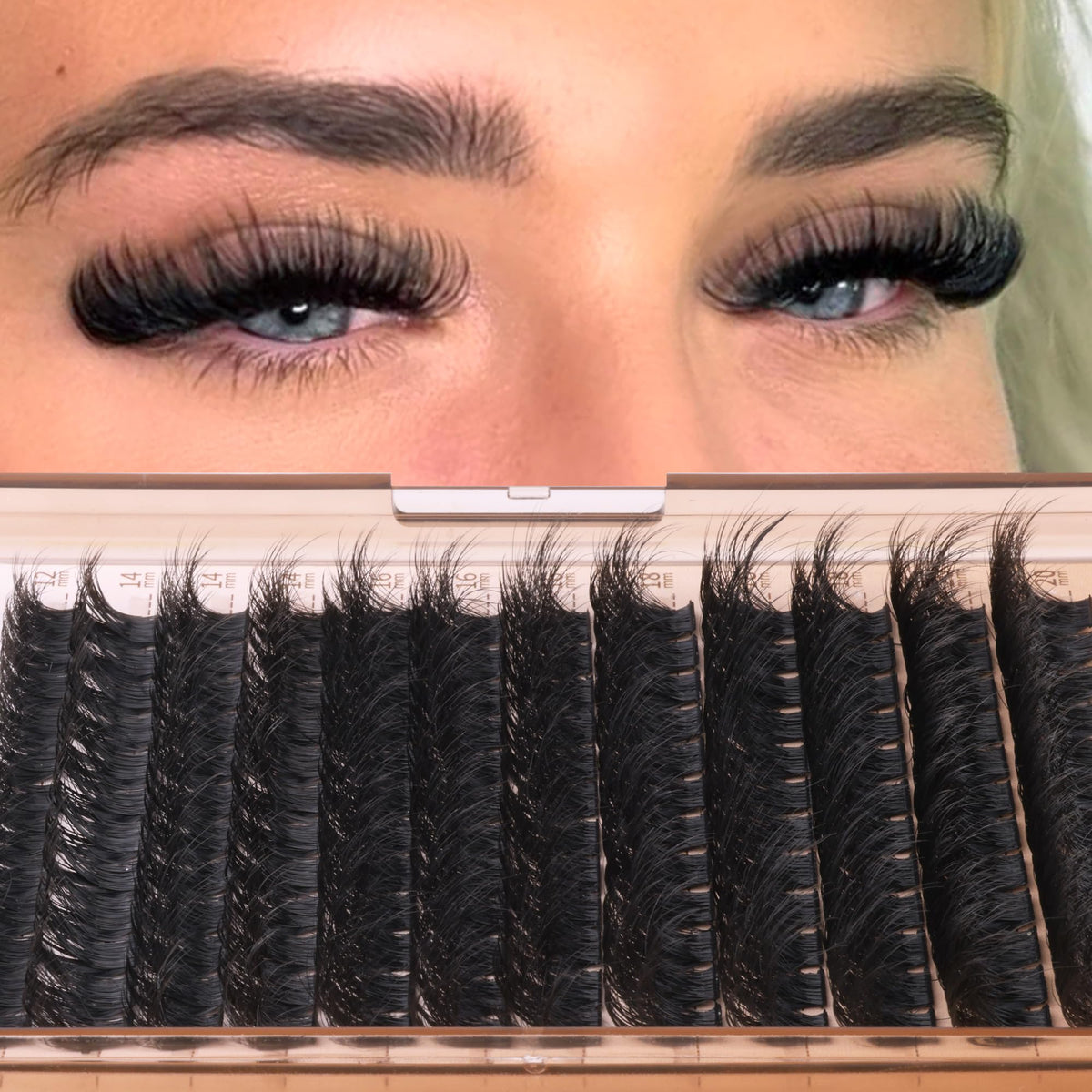 Geeneiya 200D Lash Clusters Kit contents including lashes and tools
