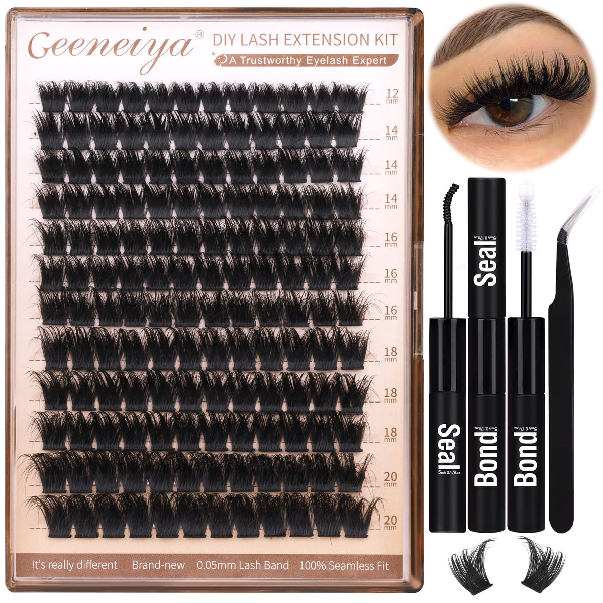 Geeneiya 200D Lash Clusters Kit packaging front view