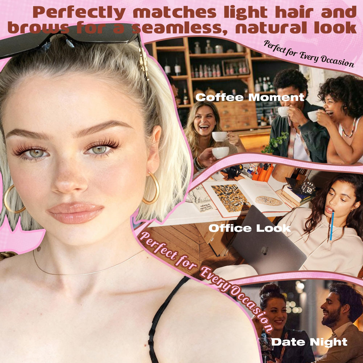 Geeneiya BROWN VENUS Lashes clusters displayed on a makeup table