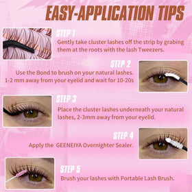 Geeneiya BROWN VENUS Lashes clusters on model's eyes