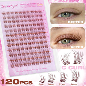 Geeneiya BROWN VENUS Lashes Kit with waterproof lash bond and seal