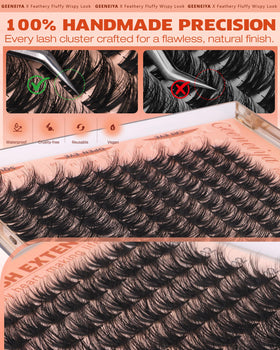 Geeneiya Fluffy Lash Clusters Kit packaging with product details
