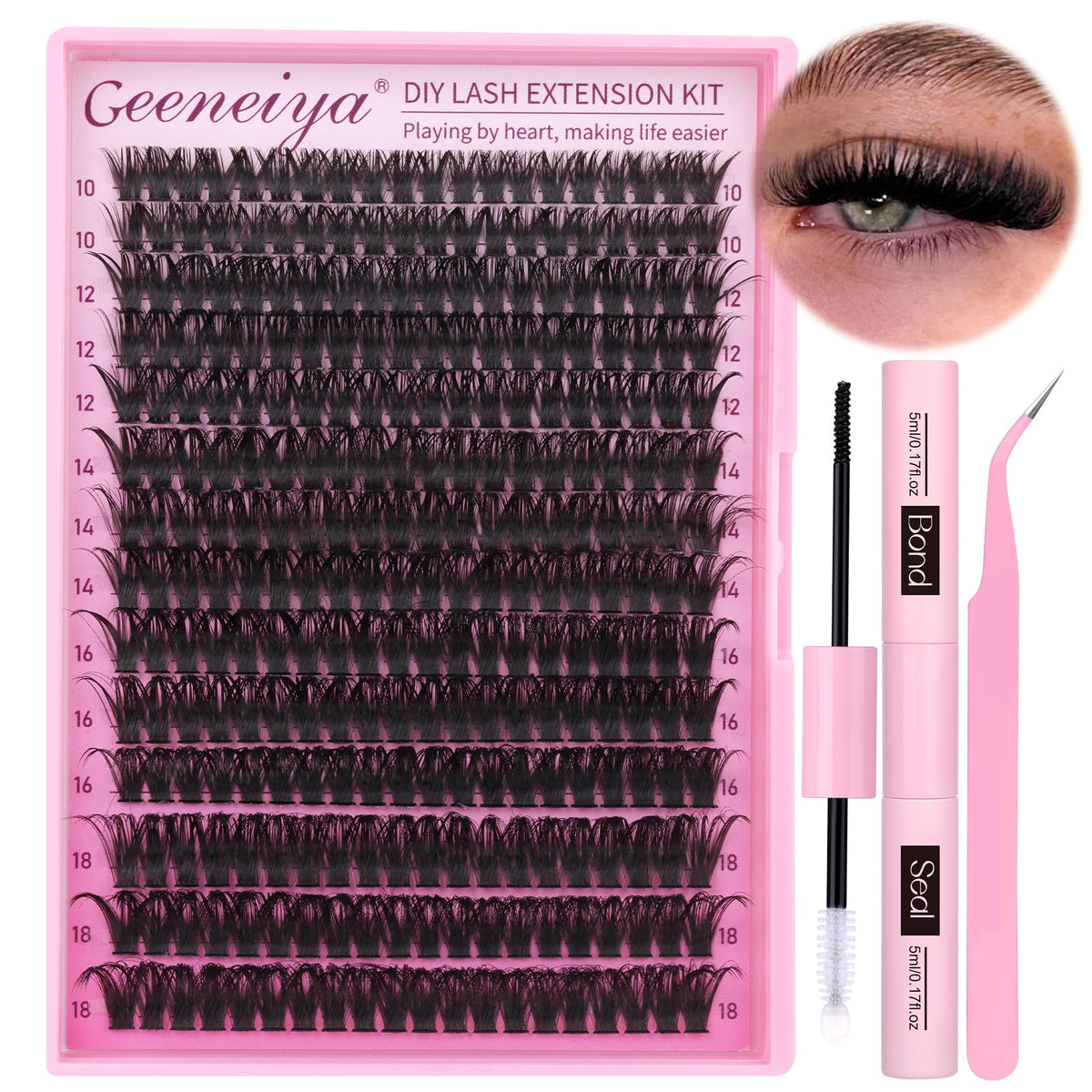 Geeneiya Full Lash Extension Kit front view with 280 lashes