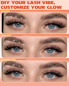 Geeneiya lash clusters applied on model's eyes