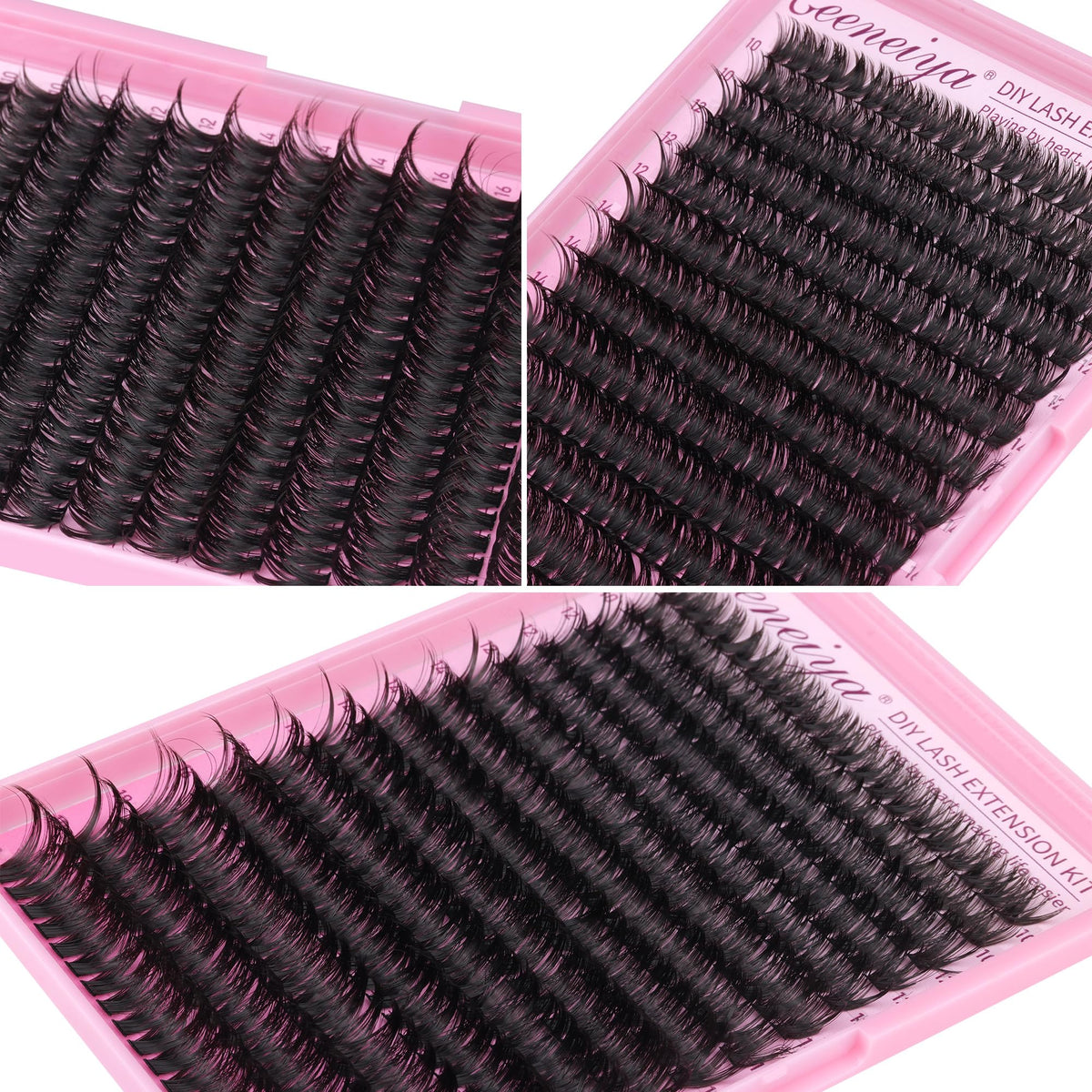 Geeneiya lash clusters displayed on a surface