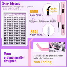 Geeneiya lash clusters displayed with natural look