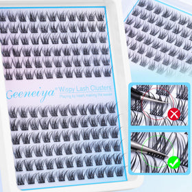 Geeneiya lash clusters kit components laid out on a table