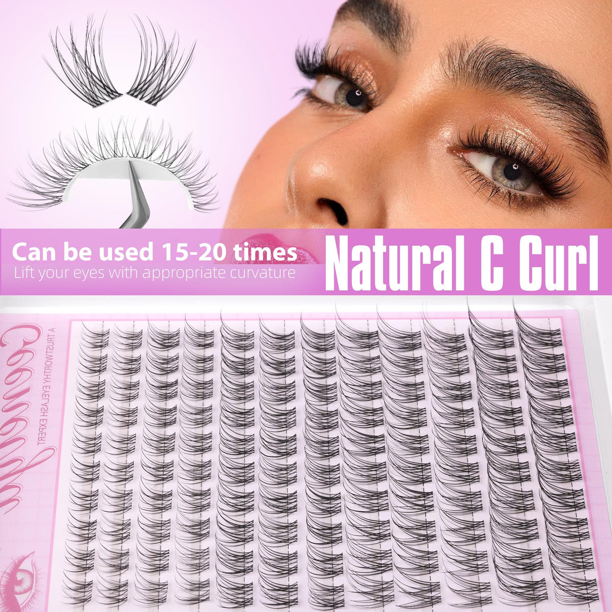 Geeneiya lash clusters kit contents displayed on a flat surface