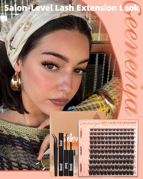 Geeneiya lash clusters kit with tweezers and brush