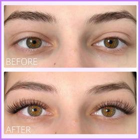 Geeneiya lash clusters on model's eyes for glam look
