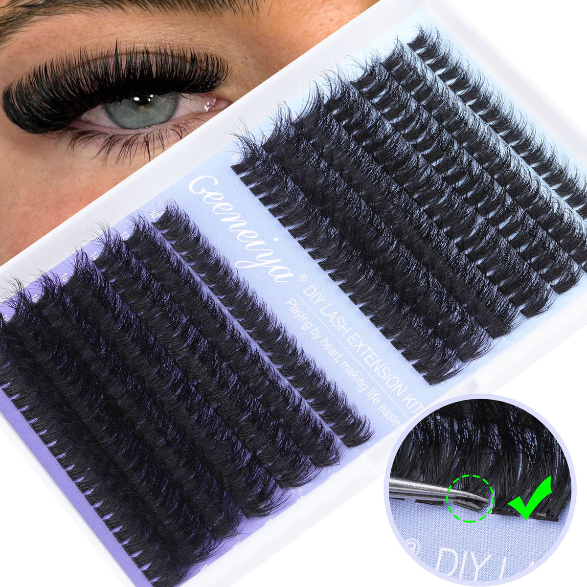Geeneiya lash extension kit components layout