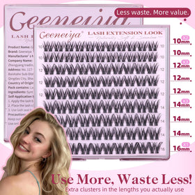 Geeneiya Wispy Lash Clusters 10-16mm on model