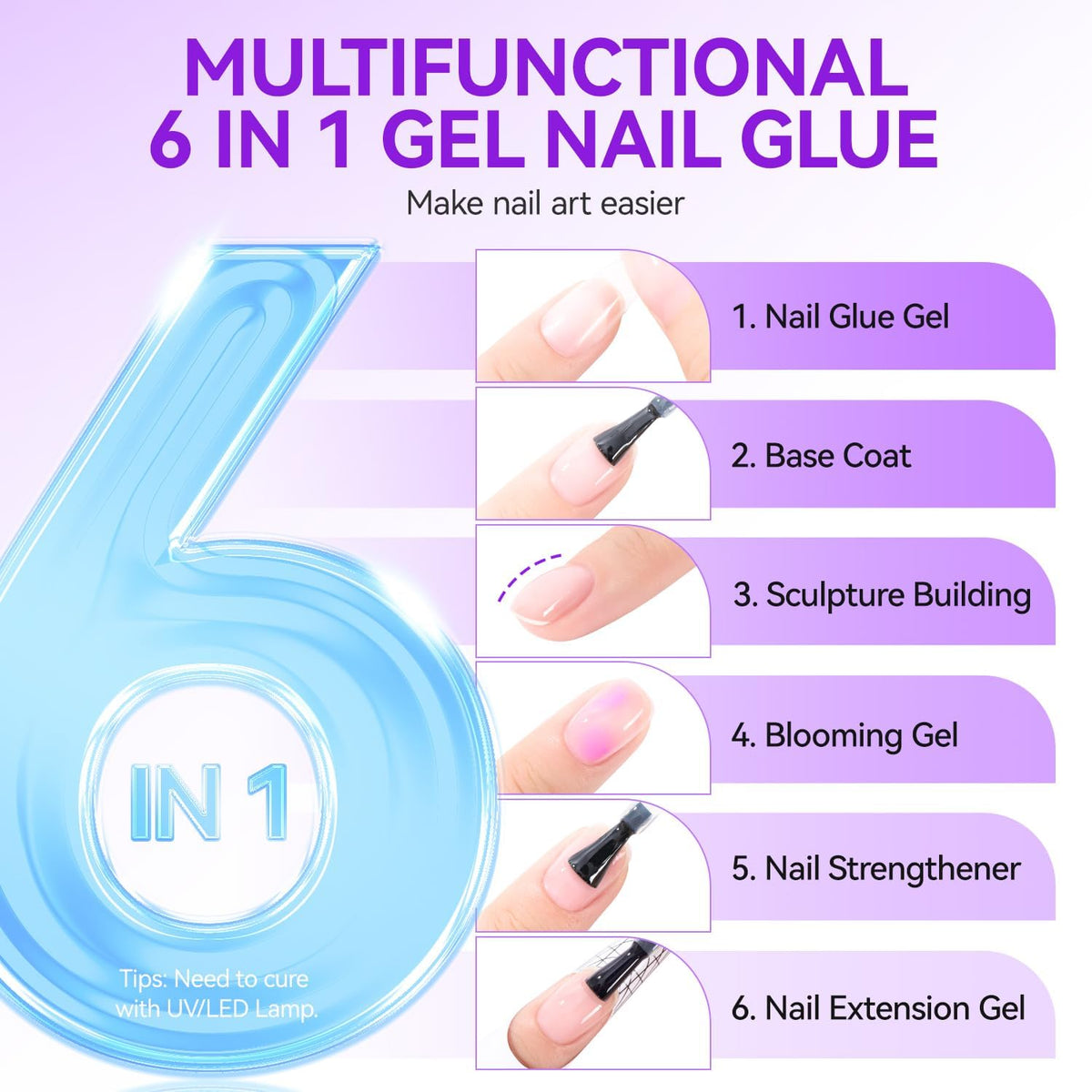 gelike ec Gel Nail Glue brush applicator close-up