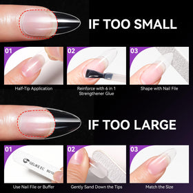 gelike ec soft gel nail tips being applied during a manicure