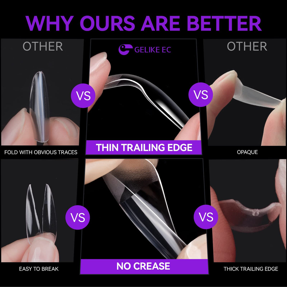 gelike ec soft gel nail tips in use for a nail art design