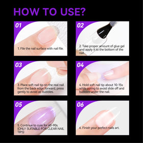 gelike ec soft gel nail tips set with clear instructions