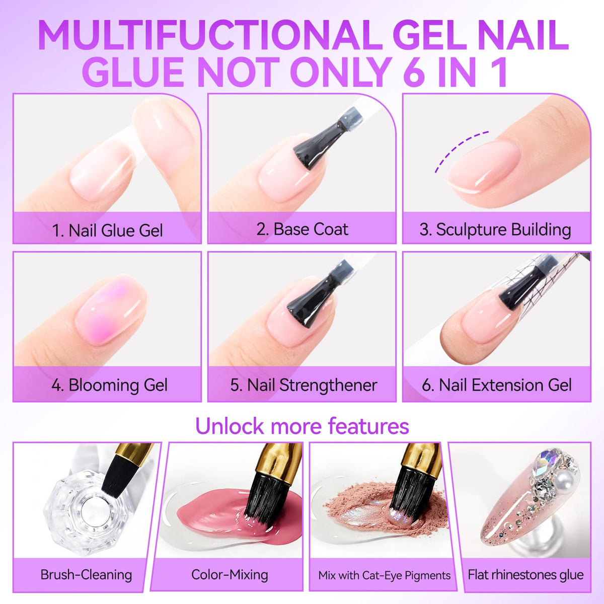 gelike ec UV Nail Glue Gel 32ML application on nails
