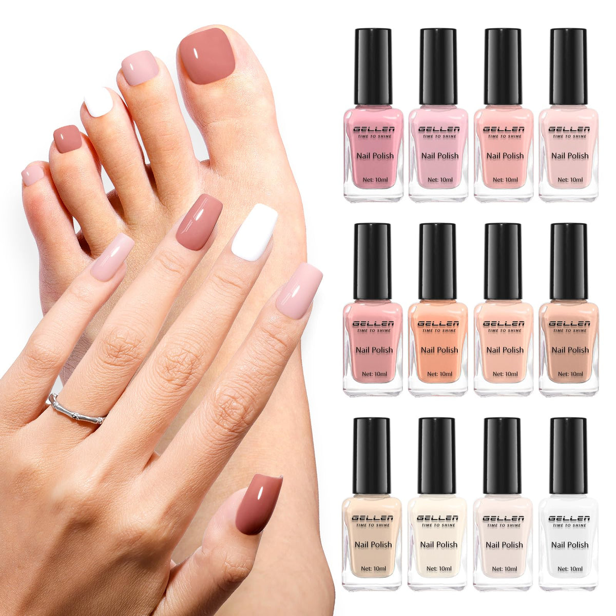 GELLEN 12 Colours Nail Polish Set front view with various shades