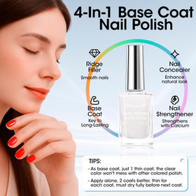 GELLEN 4 In 1 Clear Nail Polish Base Coat application on nails