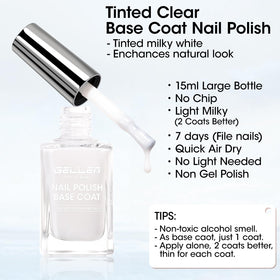 GELLEN 4 In 1 Clear Nail Polish Base Coat bottle with cap