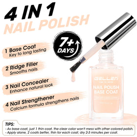 GELLEN 4 In 1 Clear Nail Polish Base Coat bottle with cap